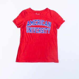 American University Tee M Champion T-Shirt Shirt Top Red 100% Cotton